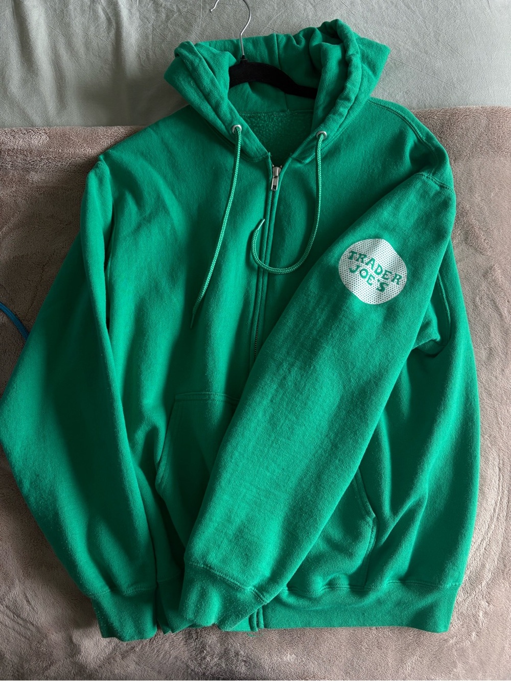 Trader Joe's Green zip up sweatshirt